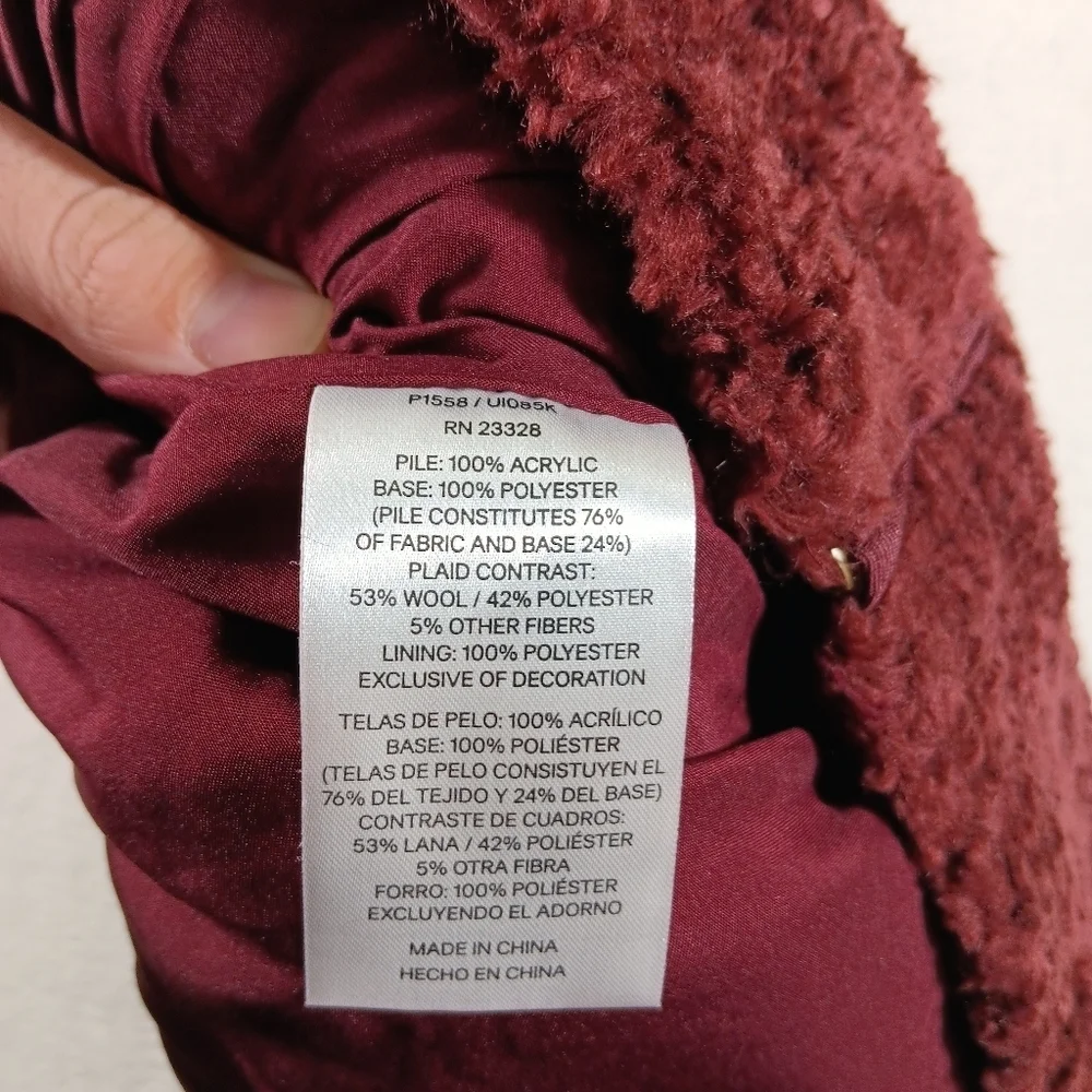 Pendleton Jacket Womens Medium Maroon Fuzzy Zip Sherpa Wool Teddy Deep Pile - Picture 4 of 12